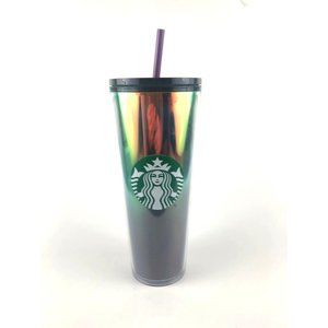 Starbucks Iridescent 2020 Christmas Venti Cold Cup Tumbler - Gold Purple Oil Sli